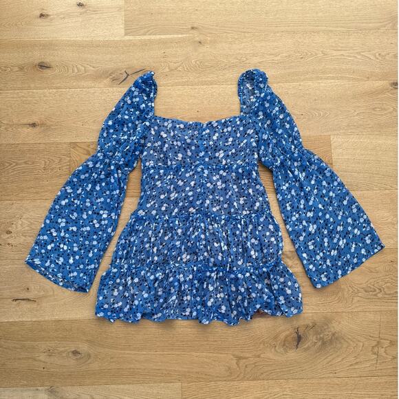 Majorelle - Ailish Ditsy Floral Mini Dress in Blue & White - Picture 4 of 5